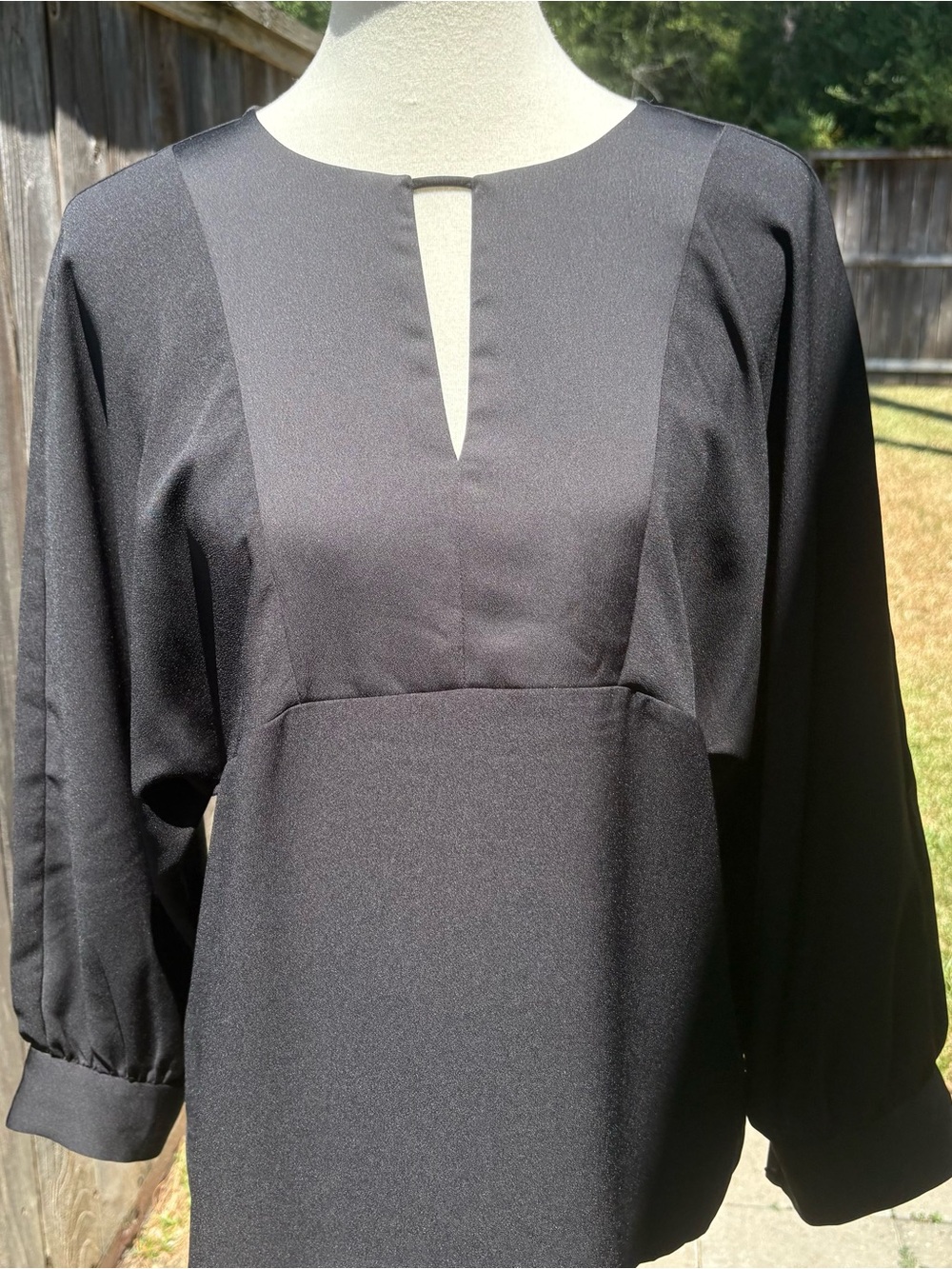 J. Crew Black Long-Sleeve Keyhole Neck Dress